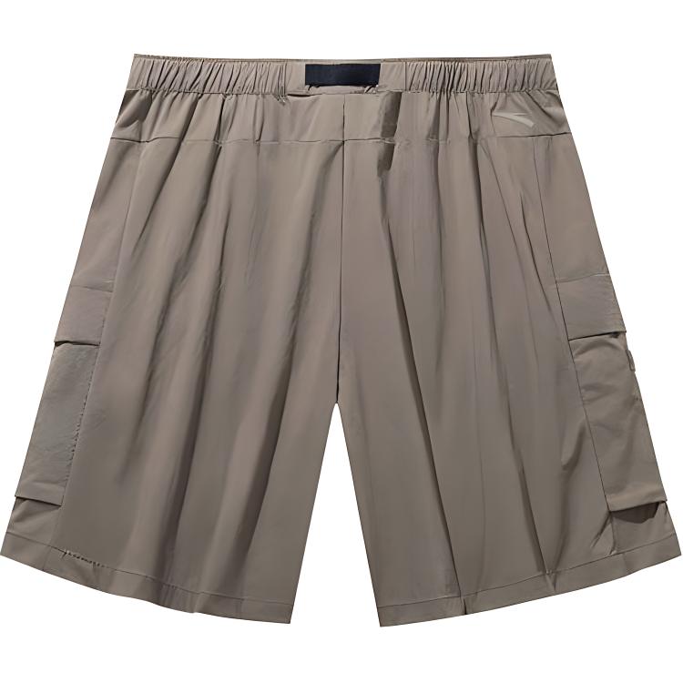 Anta X National Geographic Outdoor Series Solid Color Mid Waist Comfortable Breathable Versatile Cargo Shorts Men shorts Earth-Brown 152436502-2