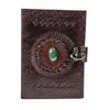 Indian Leather Arts Vintage Hunter Handmade Paper Notebook Diary Green Stone With Metal Lock