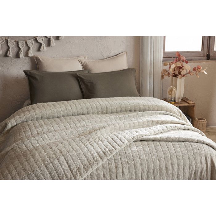Bedspread 240 X 260 Cm "Zelie" Jacquard Cotton the Butterfly Effect - Sand - 240 X 260 Cm