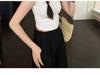 Women's Slim-Fit Open-Back T-Shirt: Summer Sleeveless, Half-High Collar, Hot Girl Style