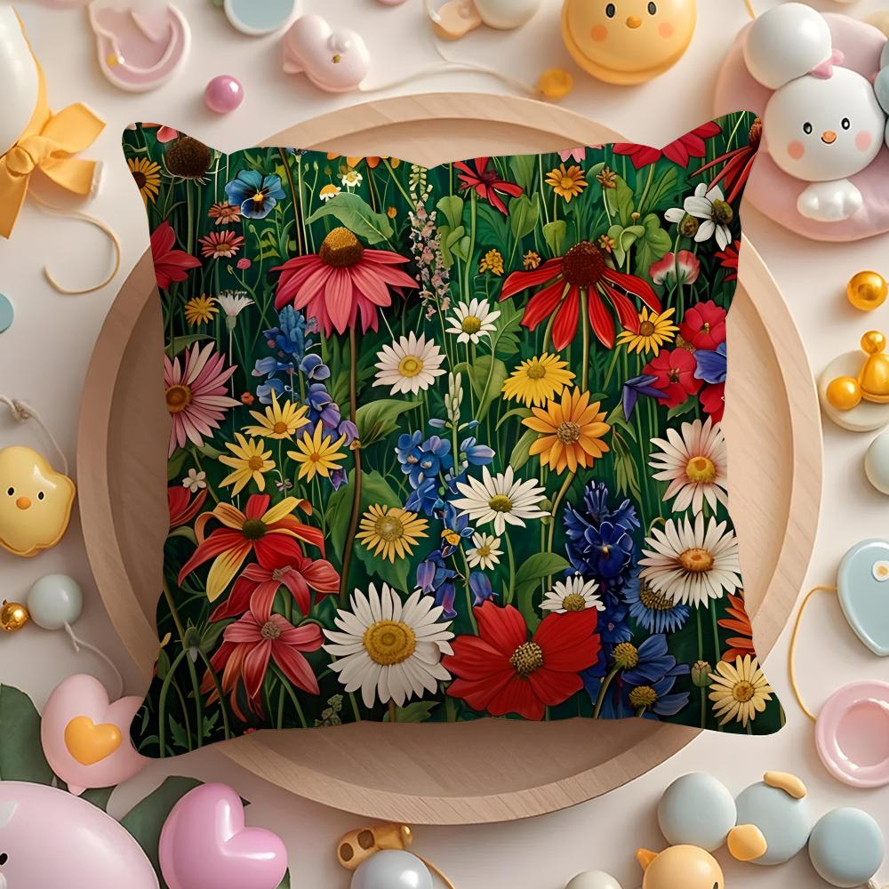 Midsummer Nights Flowers Cushion Cover Short Plush DoubleSided Printing Home Machine Washable in Warm Winter Pillow Cover