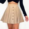 Women's Color Corduroy Skirt Fashion Sweet Single Button High Waist Umbrella Skirt