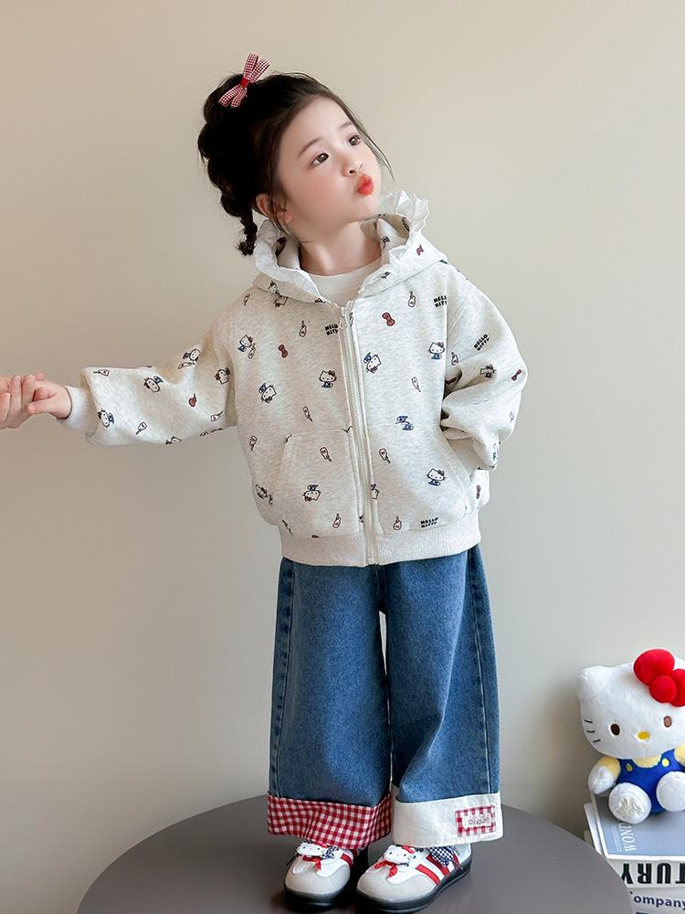 Dívčí kreslená krajková podzimní sada 2025: Nový módní ležérní outfit