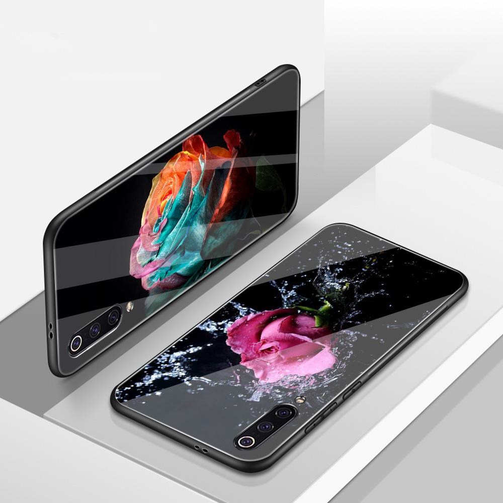 Capa de vidro com flor de rosa para Xiaomi Redmi Note 12 11 8 9 10 7 8A 10 9S 9C 10C Note 10 Pro 11T Pro Poco X3 F3 Mi 10 Pro Funda Capa