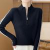 Women's Slimming Cashmere Pullover Sweater with Half-Zip Collar - Versatile Autumn/Winter Knitwear