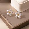 Silver Needle Fresh Floral Pearl Stud Earrings: Japanese Korean Style, High-End Luxury for Women