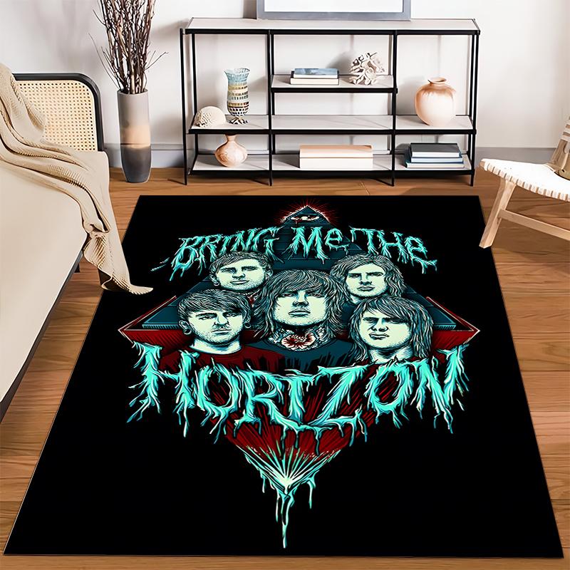 British rock band Bring Me the Horizon pattern printed flannel non-slip rug, suitable for rooms, living rooms, home decor, and gifts