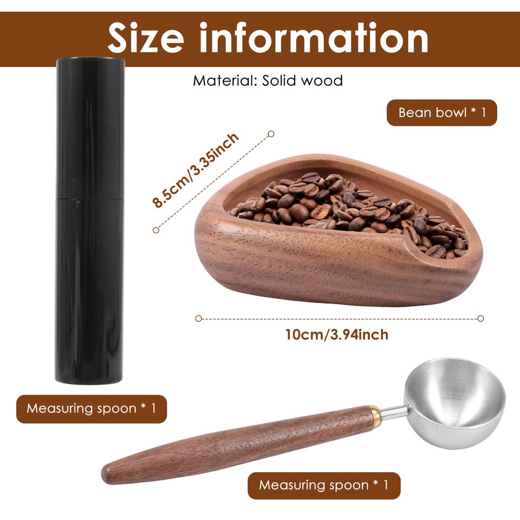 Walnut Wood Coffee Bean Dosing Cup and Spray Bottle Set Enduring Caffeine Dosing Mug Delicate Coffee Dispensing Cup Set for