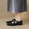Neue minimalistische Retro-Ballerinas mit niedrigem Absatz und runder Zehenpartie für Damen, mit Gürtelschnalle, einfarbig, atmungsaktiv, Mary Jane Einzelschuhe Größe 35-43
