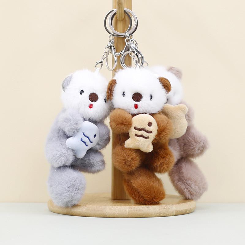 Adorable Plush Beaver Toy Keychain Cute Animal Stuffed Doll For Bag Decoration