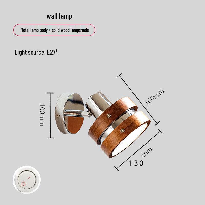 Midden-eeuwse Franse Walnoot Wandlamp: Wabi-Sabi Stijl Nachtlampje met Punk Esthetiek.