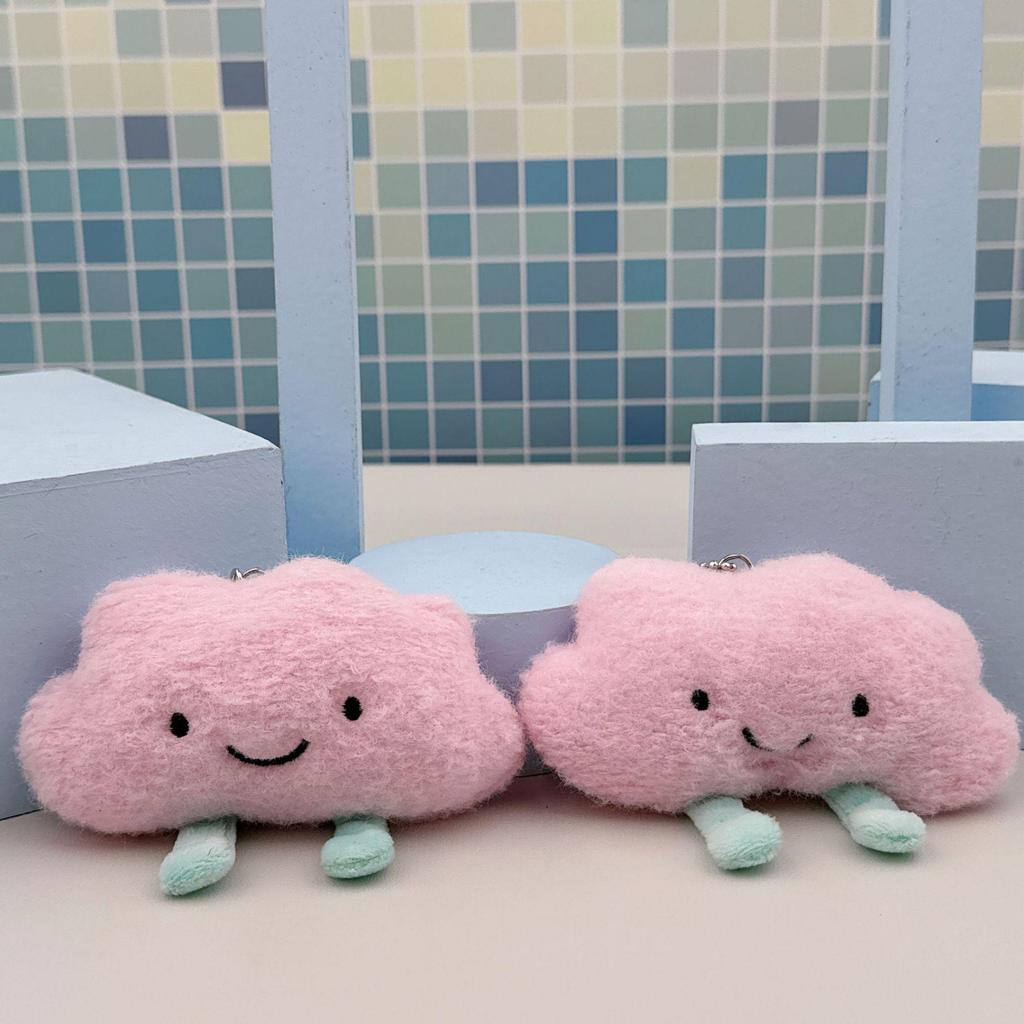 Cloud-Shaped Cartoon Plush Pendant: Cute Backpack Doll Keychain & Schoolbag Decoration.