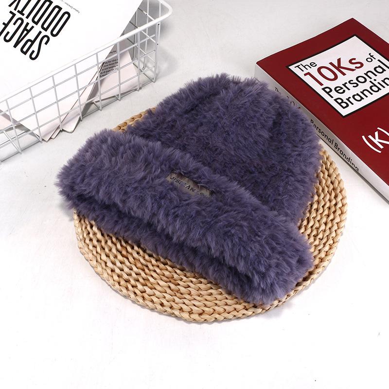 Wool Hats for Autumn and Winter Women's Versatile Knitted Headbands Show Face Small Warm Plush Cold Hat Big Head Circumference Piles of Hats