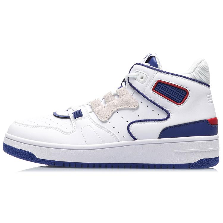 New LiNing Attack 2020 Cushioning Anti Slip And Wear Resistant Mid Top Vintage Basketball Shoes Women's White Blue AGBQ116-1
