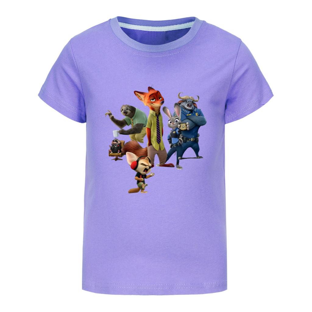 Fashionable Round Neck Short Sleeve Work Clothes Printed Tops For KID Summer Tops