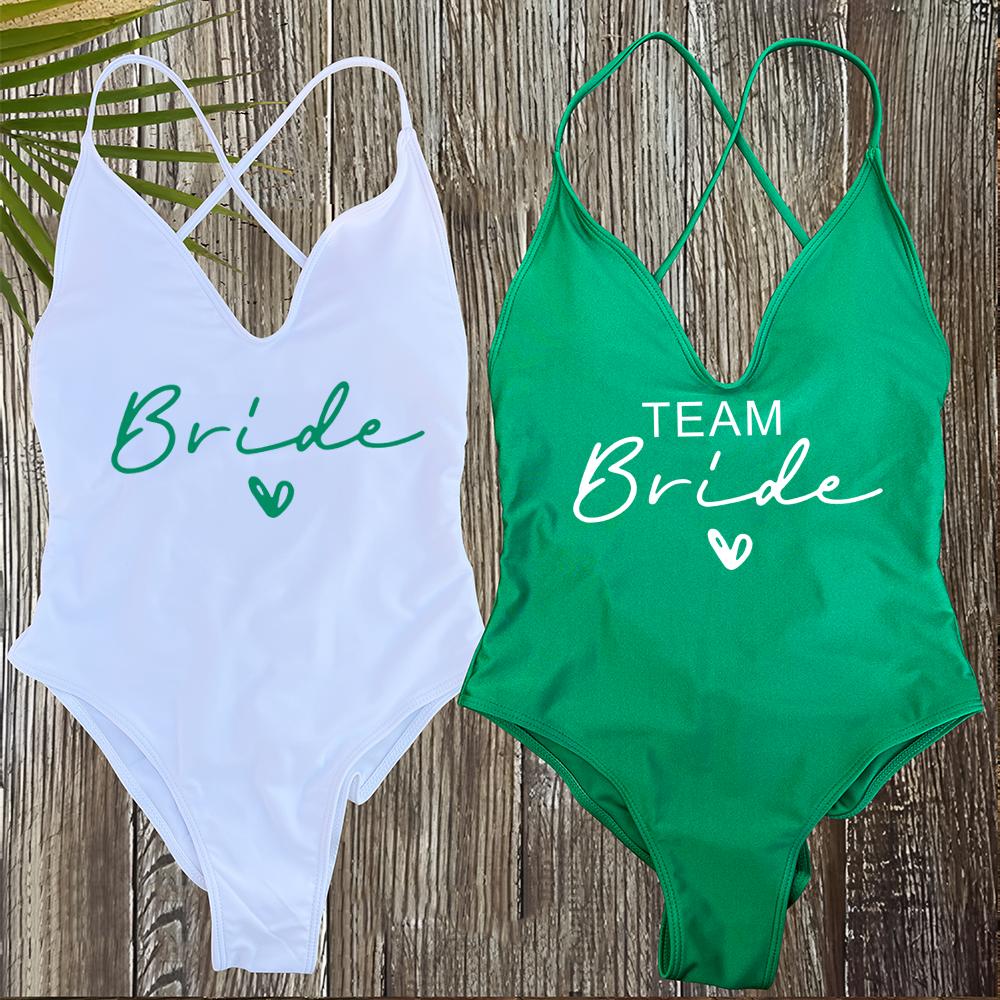 Sexy Padded One Piece Swimsuit Women Team Bride Swimwear Bikini Summer Bathing Suit Plus Size Beachwear Bachelorette Party Lady