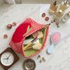 Airfriend Tomato Grid Women Cosmetic Handbag Pouch Travel Organizer Makeup Bag Mini Lipsticks Make Up Storage Bag Wholesale