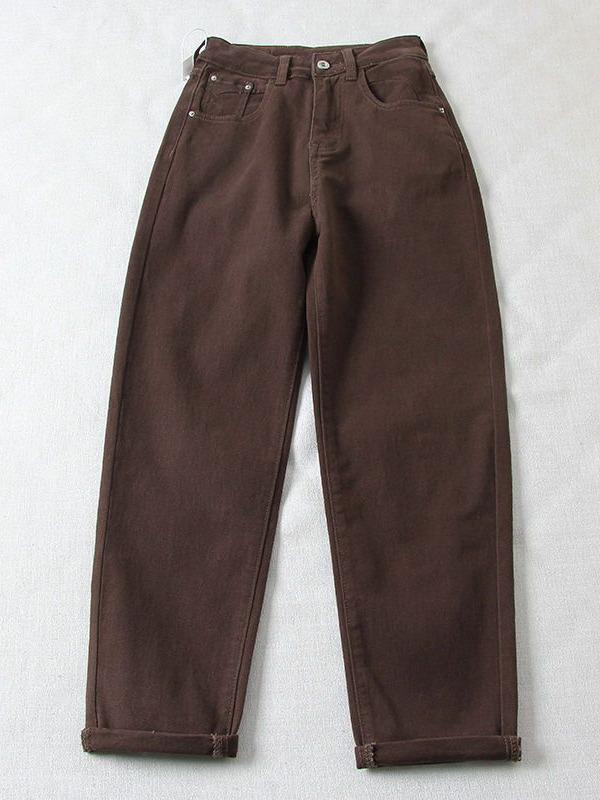 Coffee-Colored High Waist Harem Jeans - Slimming, Elastic, Versatile for Spring & Autumn 2026