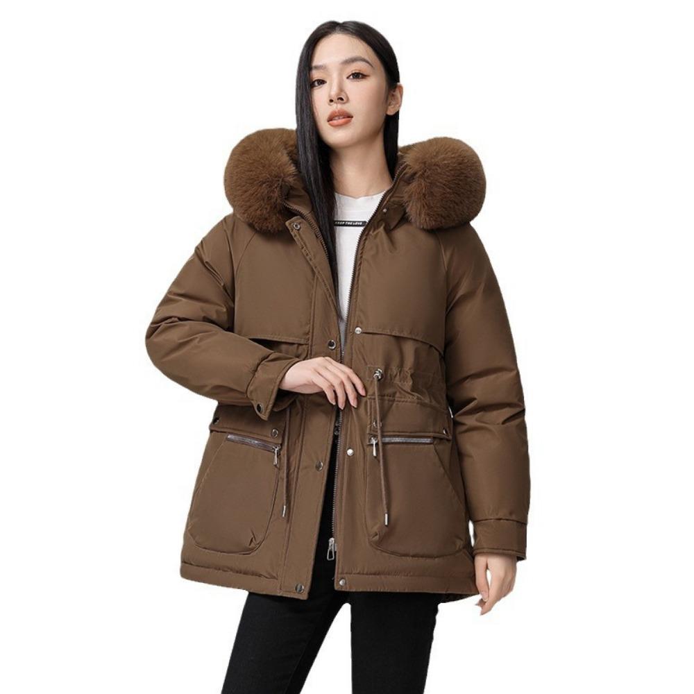 Pie overcomes women's winter, the new thin down cotton clothes are fashionable and versatile, with thickened fur and integrated coat.