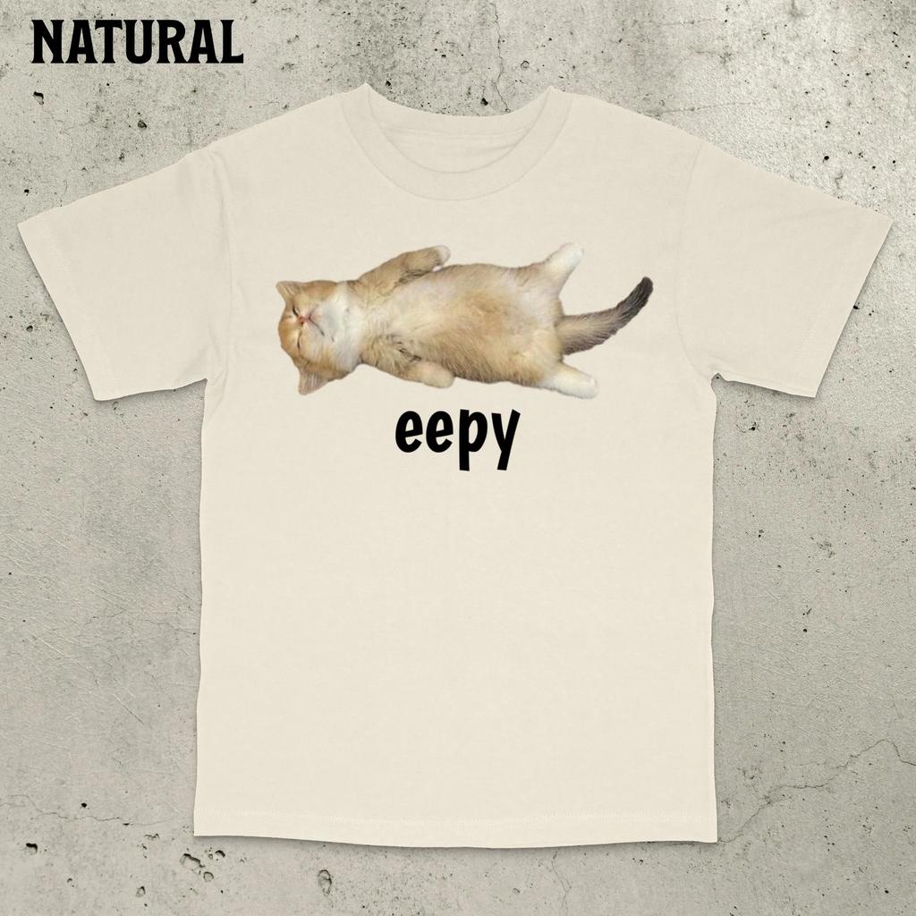 Weird Cat Stupid Sleepy Cat Deranged Ironic Humorous Meme Tshirt Comfortable Breathable Suitable For Everyday Unisex Clothing