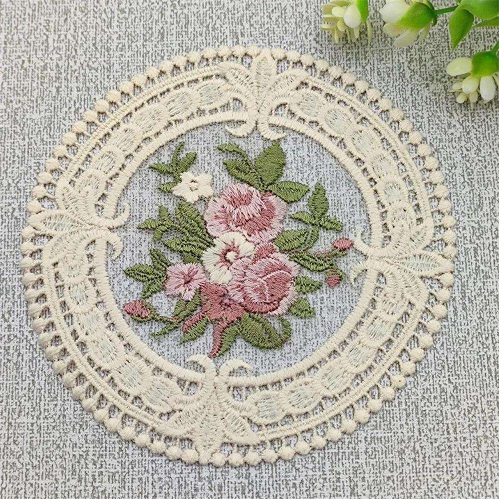 Court Style Vintage Lace Coaster Placemat Embroidery Craft Bowls Coffee Cups Coaster European Style Fabric Anti-Scald Table Mat