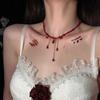Collar de Gota de Sangre Roja Gótico Halloween Gargantilla Punk Cadena para Clavícula Halloween Fiesta