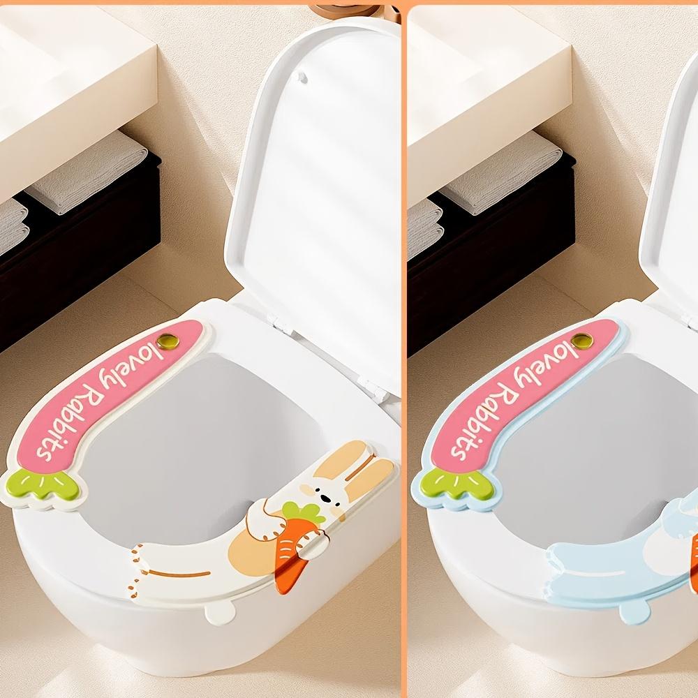 2pcs Scented Waterproof Toilet Seat Covers, Cartoon Rabbit & Carrot, EVA, Reusable, All-Season