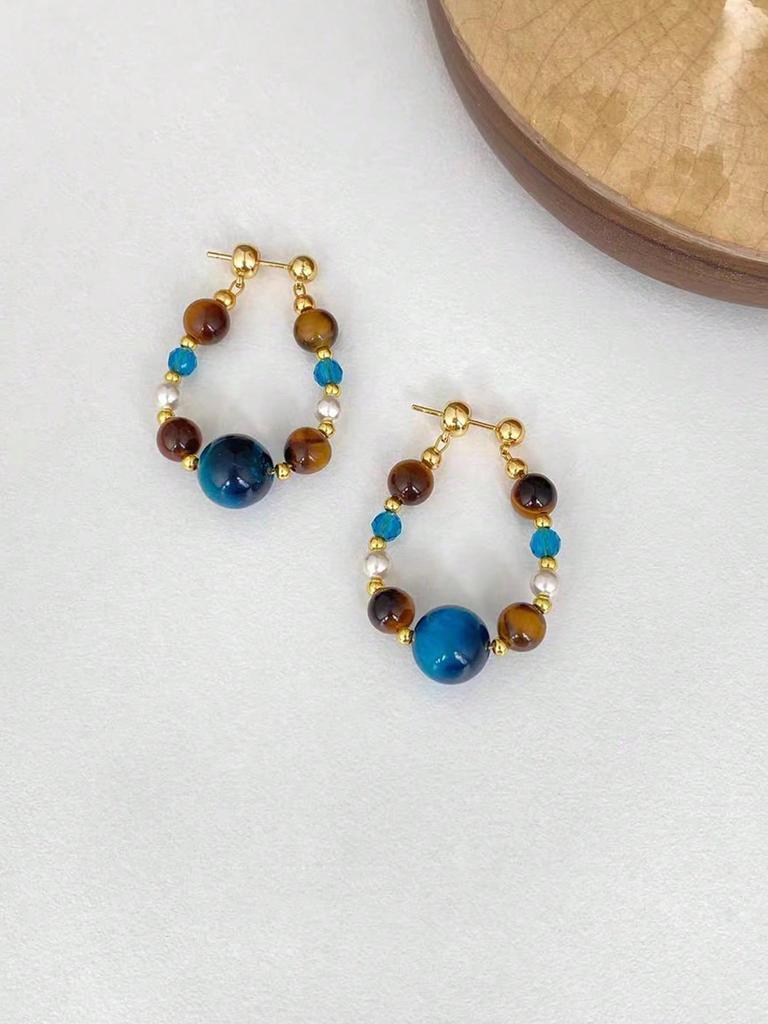 Vintage Pearl Niche Design Sense High-End Luxury Contrast Color Beaded Earrings For Women, Autumn