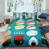 Japan Sushi King Queen Duvet Cover Marine Life Bedding Set Cartoon Japanese Food Quilt Cover Colorful Polyester Comforter Cover