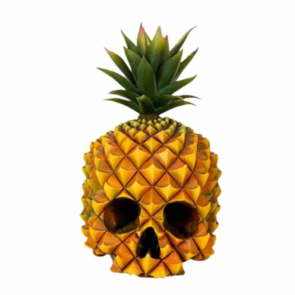 

Scary Skeleton Head Statue Resin Halloween Pineapple Ornaments Haunted House 16cm