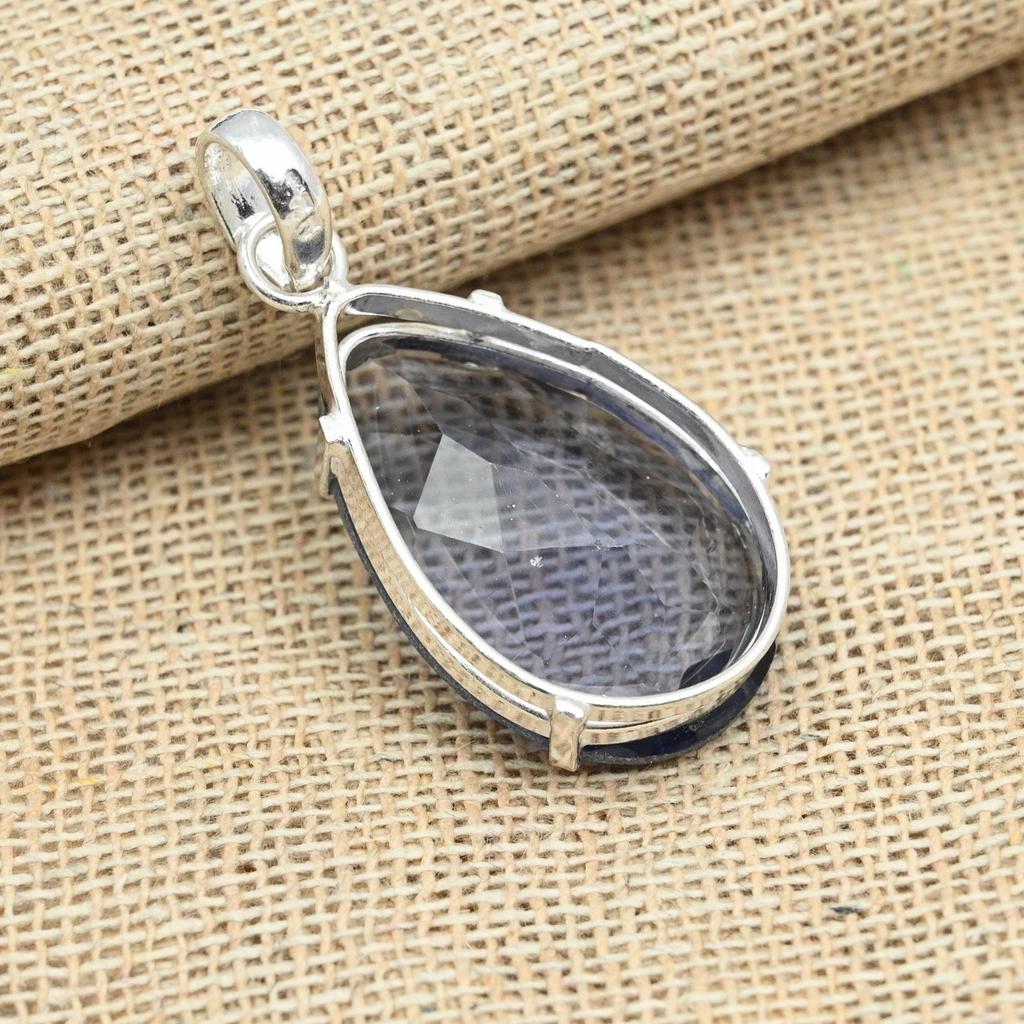 Faceted Amethyst Gemstone 925 Sterling Silver Handmade Pear Shaped Jewelry Pendant