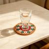 Set of 8 Round Woven Coasters with Holder Thick Heat Resistant Trivets for Kitchen Table Protection and Hot Pot Use Durable Design