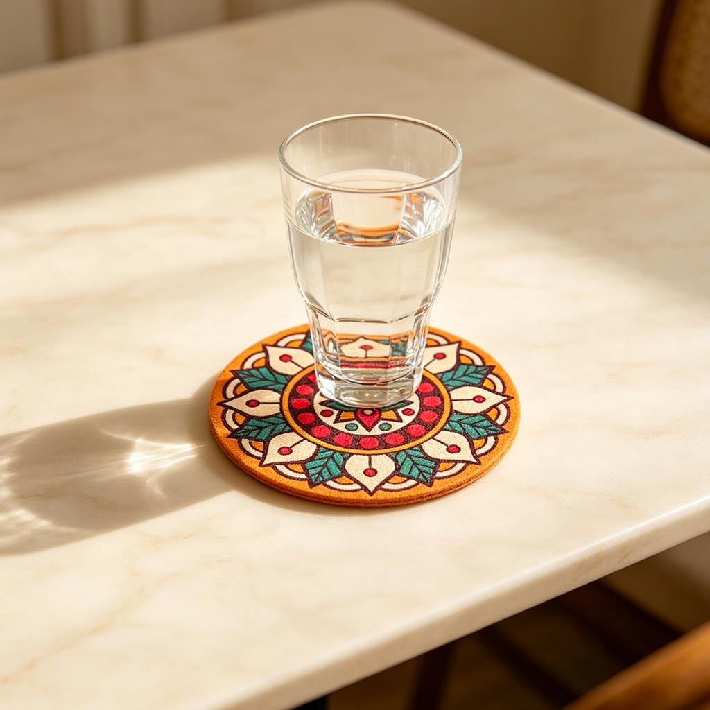 Set of 8 Round Woven Coasters with Holder Thick Heat Resistant Trivets for Kitchen Table Protection and Hot Pot Use Durable Design
