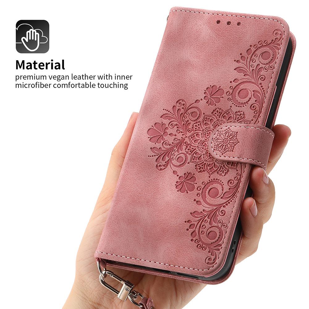 iPhone 14 Long Rope Messenger Bag Leather Case for Apple Mobile Phone - Multi-Function Magnetic Suction for Kyocera & Samsung S23