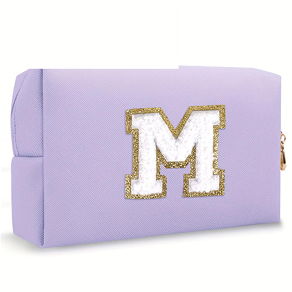 

Purple Embroidered Letter Makeup Bag Storage Bag Travel Wash Bag Lipstick Makeup Tool Sorting Bag Multi functional-LJX