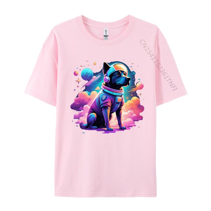 Dog In Space Tshrit Animal Lover Front Printed T Shirt Cotton Man Top TShirts Hot Sale Classic Tees