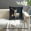1pc Pillowcase, White Deer Lantern Theme Design Cushion Cover, Soft Comfortable Polyester Short Plush Fabric, Single-Sided Print, Multi-Size Options: 