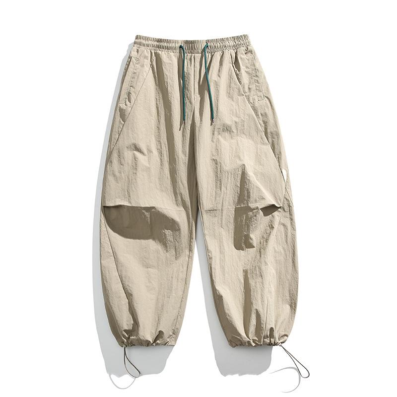 

Ru Meng Men s Retro Japanese Streetwear Cargo Pants - Solid Color Wide Leg, Straight Fit, Versatile and Loose for Outdoor Sports M хакі