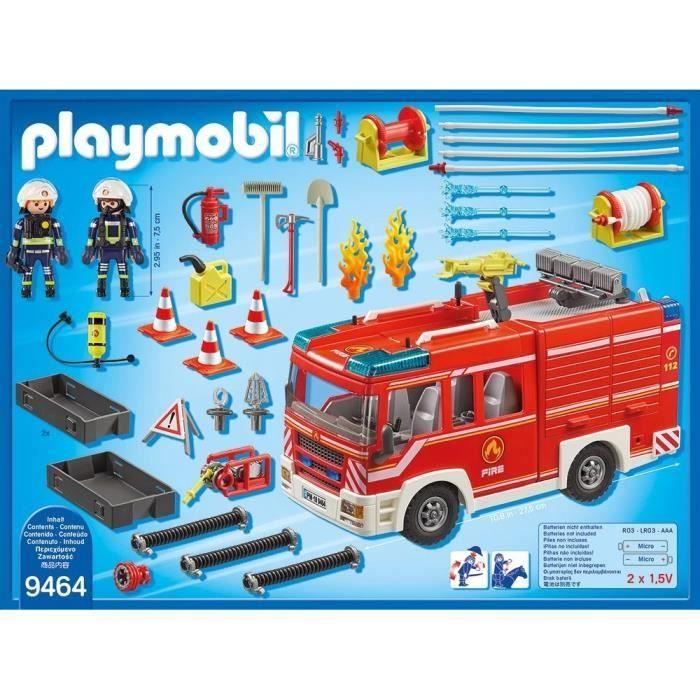 PLAYMOBIL 9464 Fourgon d'intervention des pompiers jaune avec canon à eau fonctionnel - City Action