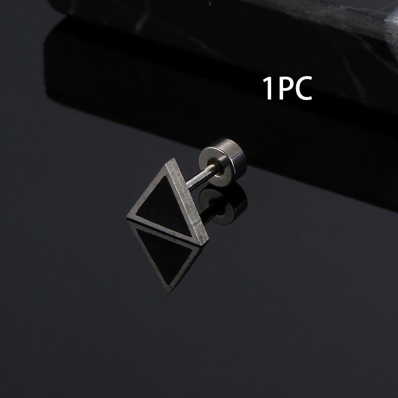 1 шт. Новые Модные Панк Черный Серебристый Цвет Западные Геометрические Треугольные Гвоздики Серьги Для Женщин Мужчин Девочек Украшения