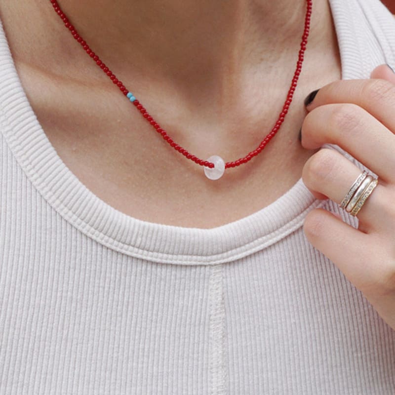 OURPIERRE RED BEADS DONUT NECKLACE