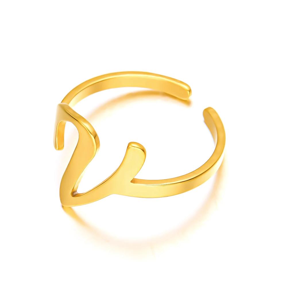 Initial Letter Rings for Women Gold Color Stainless Steel A-Z Letter Adjustable Ring Aesthetic Wedding Christmas Jewelry Gift