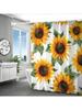 Floral Pattern Shower Curtain Set, Includes Toilet Lid Cover, U-Shape Rug, Waterproof Bathtub Curtain, Bathroom Accessories