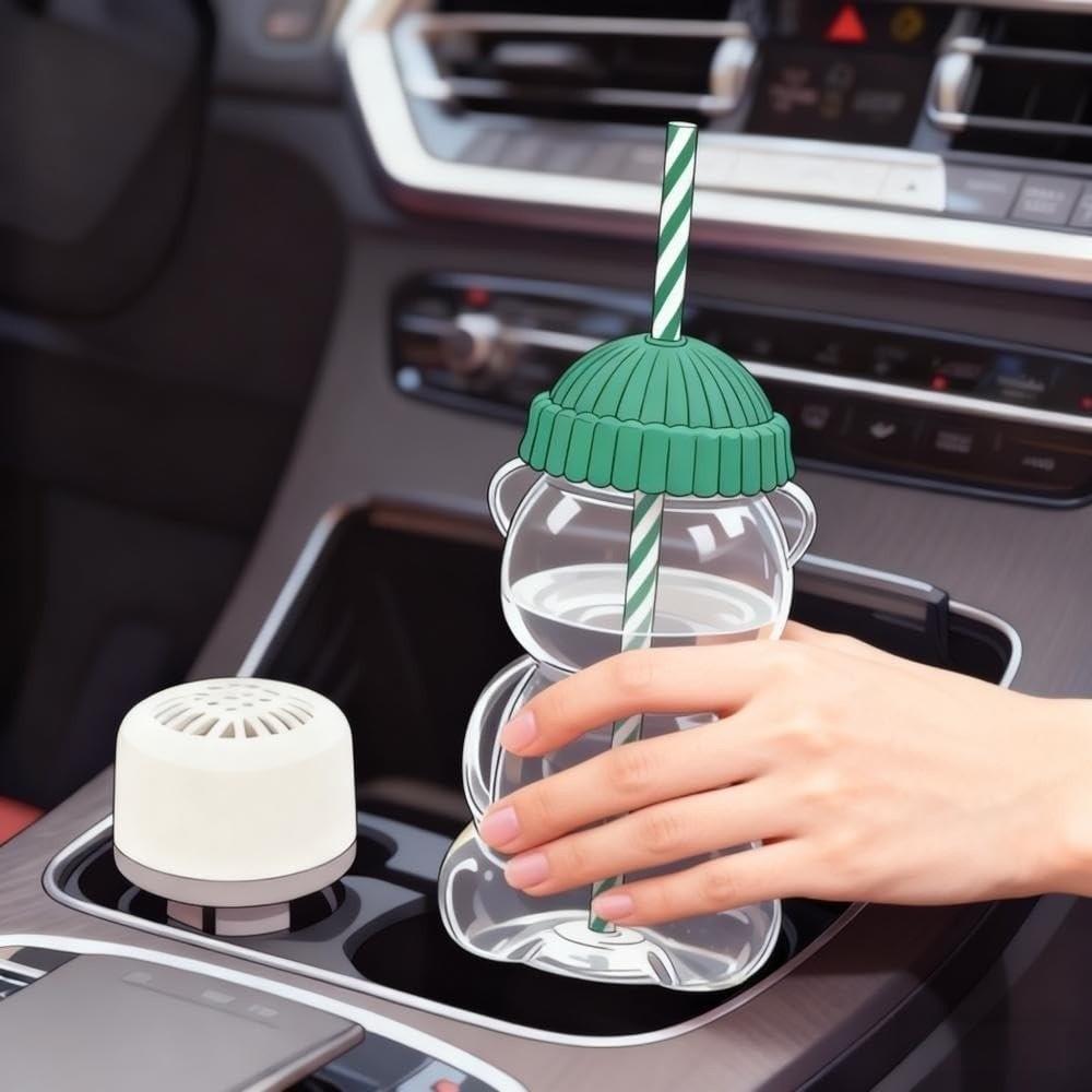 Taza de Cristal de Oso 2025 con Tapa Vaso con Pajita de Oso Lindo Vaso de Cristal de Osito de Peluche Hogar Bar