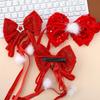 Festlicher roter Schleifenquasten-Haarclip für Mädchen und Frauen - Weihnachts- & Neujahrs-Pferdeschwanz-Accessoire