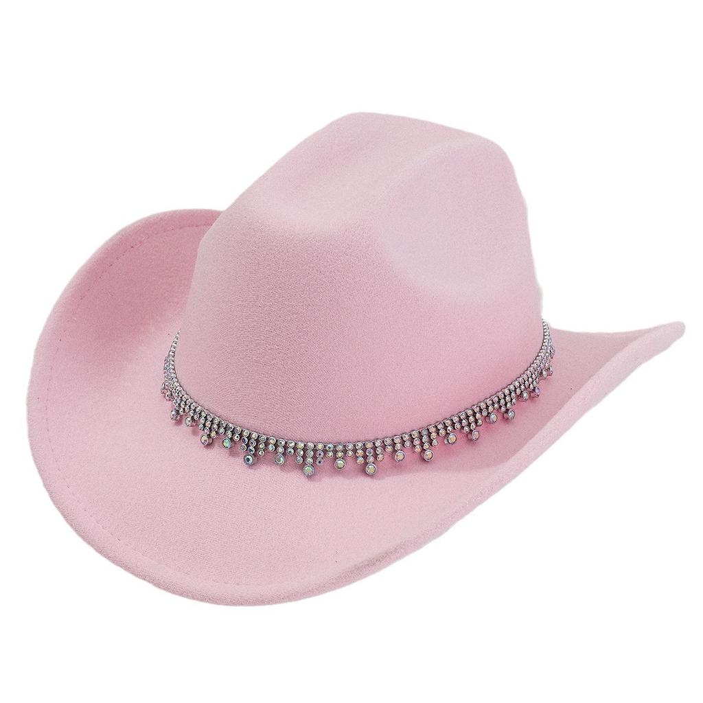 New Western Cowboy Hat Top Hat Water Drop Jewel Rhinestone Belt Bridesmaid Hat Jazz Hat Hat