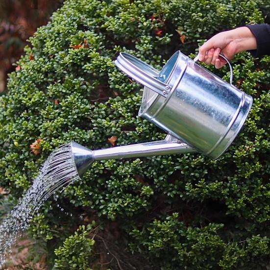 5/7/10/15L Stainless Steel Flower Waterer Can Large Capacity Lightweight Metal Watering Pot with Long Spout Garden Flower Can