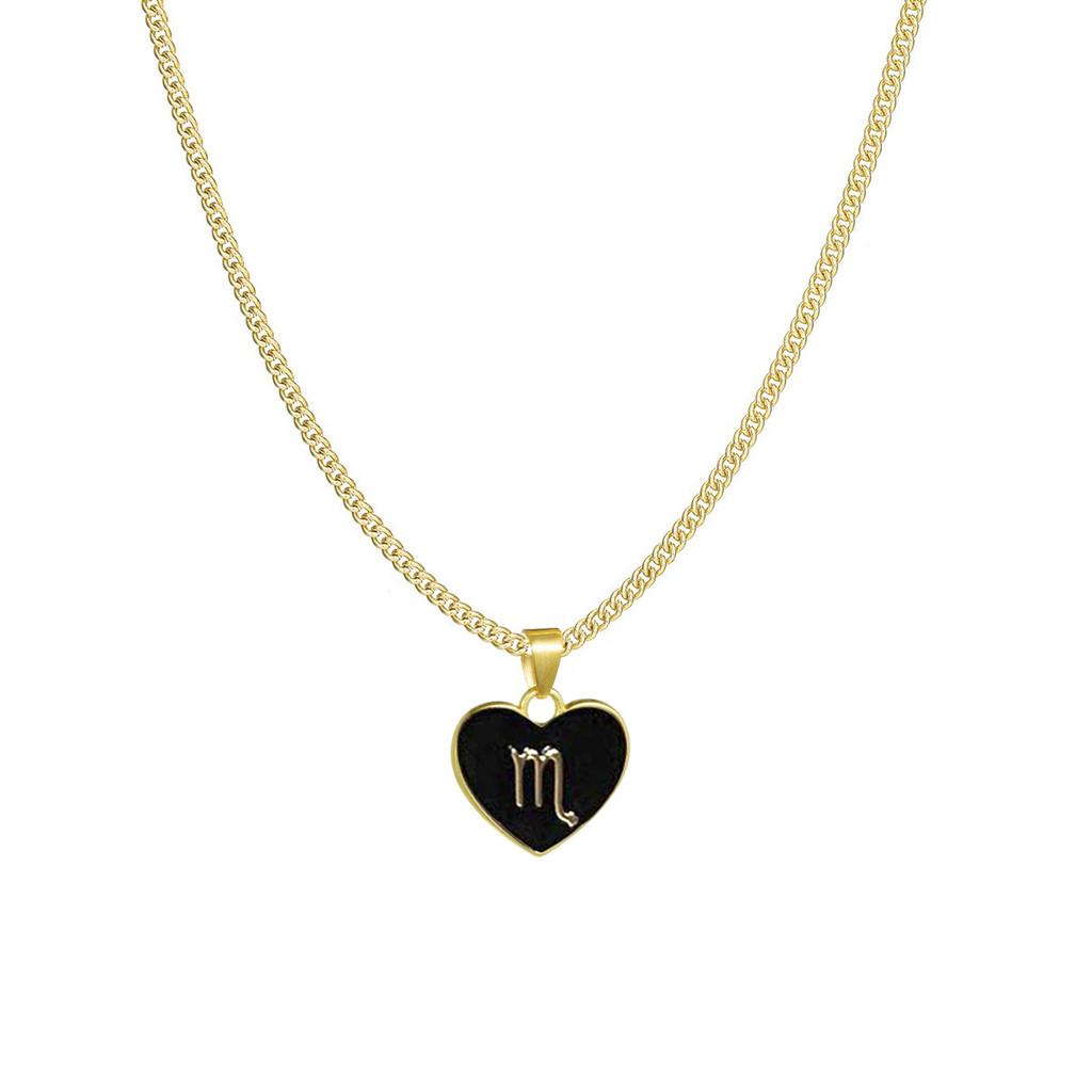 Zodiac Creative Stylish Heart Necklace For Women Elegant Alloy Charm Gift Jewelry