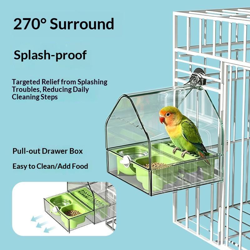 Easy Clean No Mess Bird Cage Feeder Removable Tray Transparent for Canaries Finches Small Bird Cage Accessories