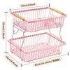 Nordic Vegetable and Fruit Basket Double-layer Wooden Hand Basket Removable Storage Basket Kitchen Countertop Hanging Banana Fruit Storage Rack